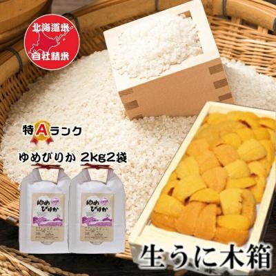 ふるさと納税 根室市 エゾバフンウニ100g、ゆめぴりか2kg×2袋[10月下旬以降発送] F-65010