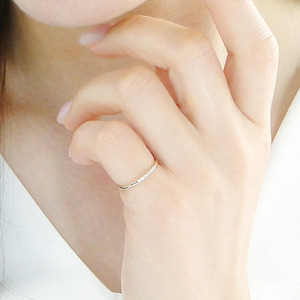 K10YG ダイヤモンド ラインピンキーリング (Fr006)