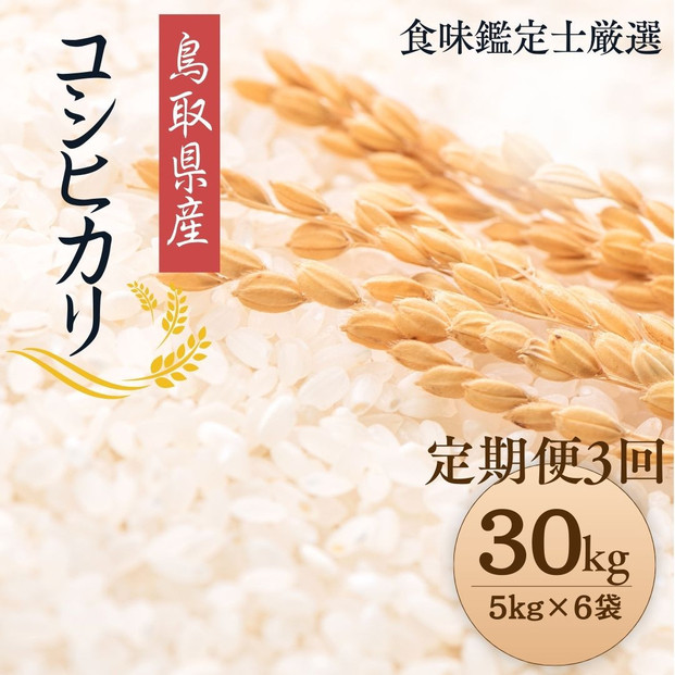 1095.【定期便全3回】【令和7年産】【食味鑑定士厳選】 鳥取県産 コシヒカリ30kg (5kg×6袋) 合計 90kg 313726_CE010