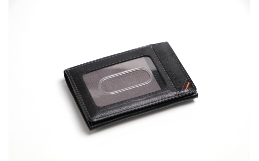 小銭が入る多ポケットパスケース ネオブラック 牛革 (栃木レザー)｜定期入れ 二つ折り メンズ レディース 革 小銭入れ付き カード 名刺 免許証 マイナンバーカード 革財布 本革 レザー 革職人 デュアルライン [1225]