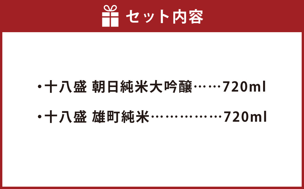  十八盛 朝日と雄町の純米セット720ml×2本
