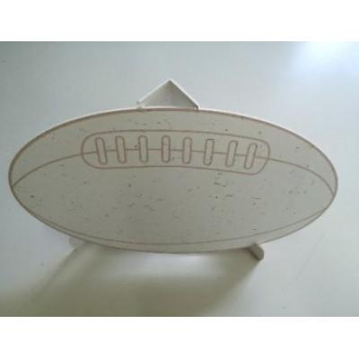 ふるさと納税 東大阪市 東大阪市花園ラグビー場の天然芝入りラグビーボール型　色紙【スタンド付き】10枚 |  | 01