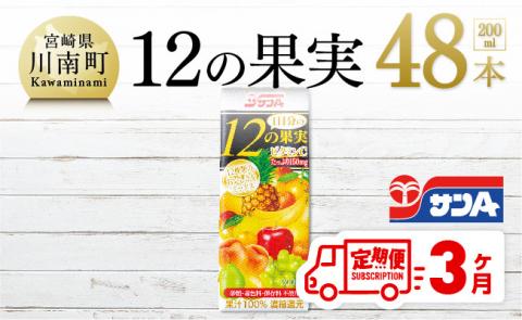 【定期便】1日分の12の果実 200ml×48本セット 3ケ月定期便【ジュース 果汁100％ ミックスジュース フルーツジュース 全3回】[C03063t3]