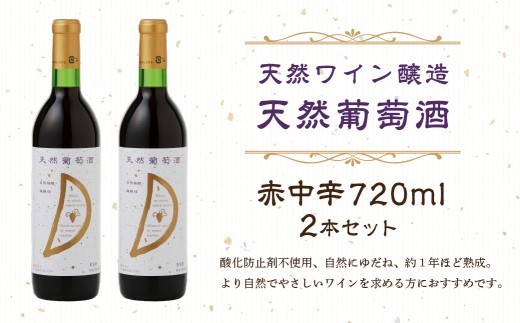 
                  天然ワイン醸造　酸化防止剤無添加　天然葡萄酒　赤中辛 720ml　2本セット 【 ワイン 天然葡萄酒 自然発酵 赤ワイン セット ぶどう マスカットベリー  】
                
