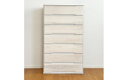 
            74幅7段 チェスト ホワイト 白 衣類 収納 チェスト タンス たんす 桐材 天然木 国産 大川家具 完成品 大容量
          