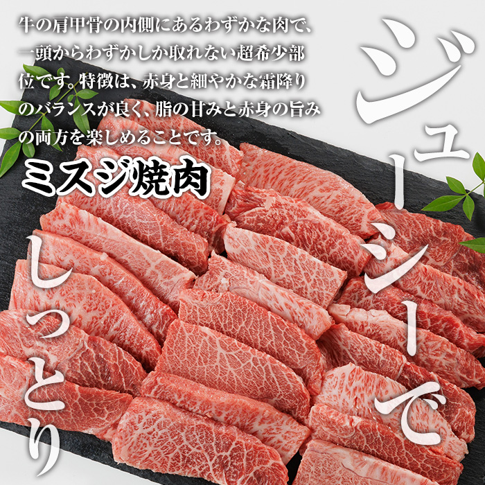 A4~A5 博多和牛焼肉用3種盛りセット (合計530g) 牛肉 肉 お肉 精肉 国産牛 ブランド牛 和牛 希少部位 赤身 霜降り ミスジ 小分け パック 使い勝手 冷凍 焼肉 セット 盛り合わせ B