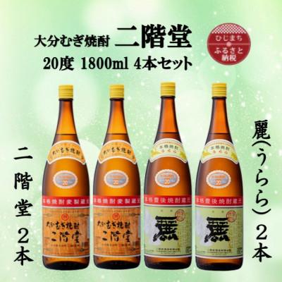 ふるさと納税 日出町 大分むぎ焼酎　二階堂2本と麗(うらら)2本20度(1800ml)4本セット