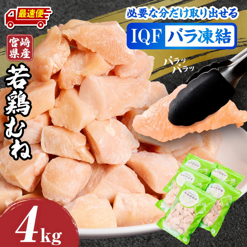 【ふるさと納税】【発送時期が選べる】宮崎県産 若鶏 むね カット バラ 凍結品 4kg ムネ肉 肉 鶏肉 国産 カット肉 パック 小分け 料理 使い勝手 アレンジ おかず お弁当 便利 チャック付き 冷凍 お取り寄せ グルメ おすすめ 宮崎県 宮崎市 送料無料《レビューキャンペーン》
