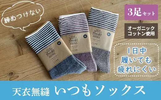 【 Mサイズ：22cm～24cm】 天衣無縫 いつもソックス ボーダー 3足 セット 