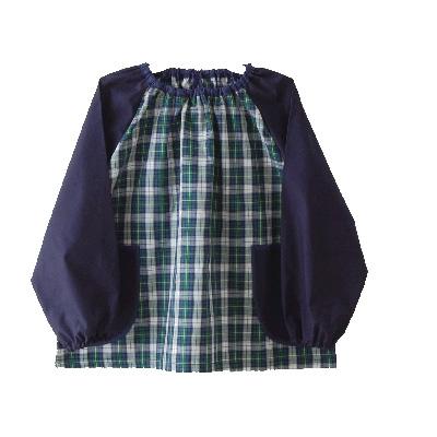 ふるさと納税 忠岡町 キッズ スモック　タータンネイビー 120cm