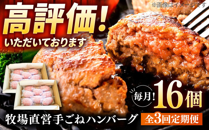 
【3回定期便】牧場直営店の手作りハンバーグ（140g×16個）【川崎畜産】 [IAX060]
