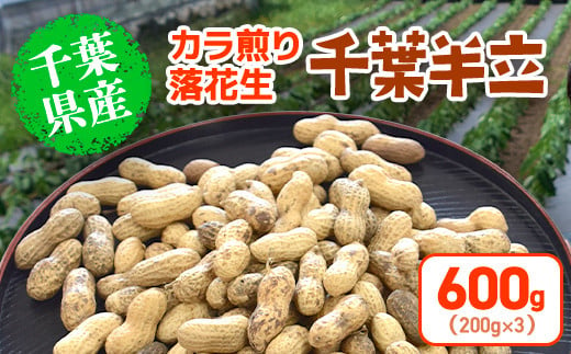 【2024年12月発送開始】 千葉県産 カラ煎り落花生 千葉半立 600g（200g×3） SMF004