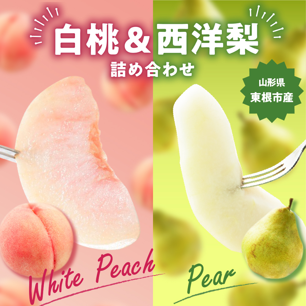 2025年 東根市産 白桃【品種おまかせ】秀品＆西洋梨詰め合わせ3kg 山形県 東根市 　hi027-167-2