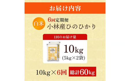 【令和7年産米】ヒノヒカリ 10kg×6回 お米 米 新米 ヒノヒカリ 国産 人気 お弁当 おにぎり 宮崎県 小林市