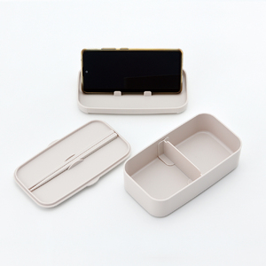 食洗機、電子レンジ対応 スマホスタンド付き 弁当箱 600ml 1段 箸付き PLB6SSH ブラック 奈良県奈良市 4-175 716973