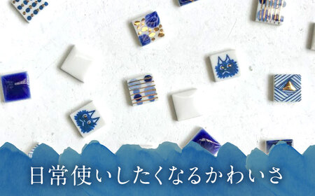 【美濃焼】 手描きの小さなタイルイヤリング 『くさばなもん』 多治見市 / 七窯社 イヤリング アクセサリー おしゃれ[TAP073]