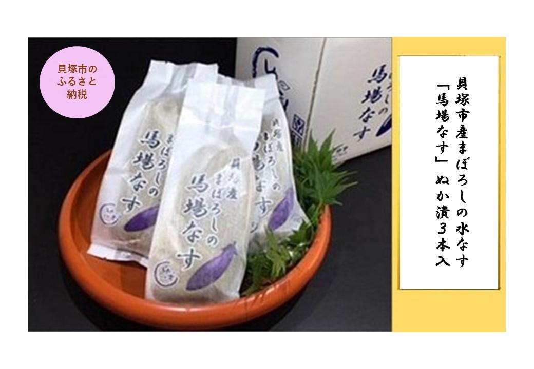 【ふるさと納税】貝塚市産まぼろしの水なす「馬場なす」ぬか漬3本入 | 糠漬け 水ナス 漬物 ご飯のお供
