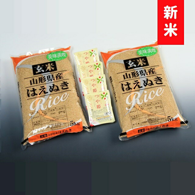 【ふるさと納税】玄米はえぬき10kg+つや姫パックライス4P（令和8年産新米予約）（株式会社まいすたぁ）