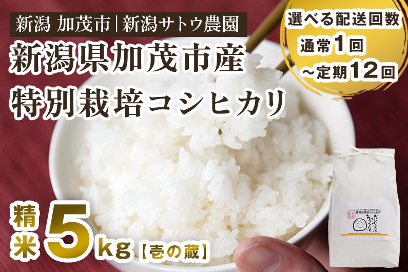 
                  【令和6年産米】【選べる発送回数】化学肥料不使用 従来コシヒカリ 5kg【壱の蔵】 定期便 隔月便 特別栽培 従来品種 有機肥料 精米 米 お米 加茂市 新潟サトウ農園
                