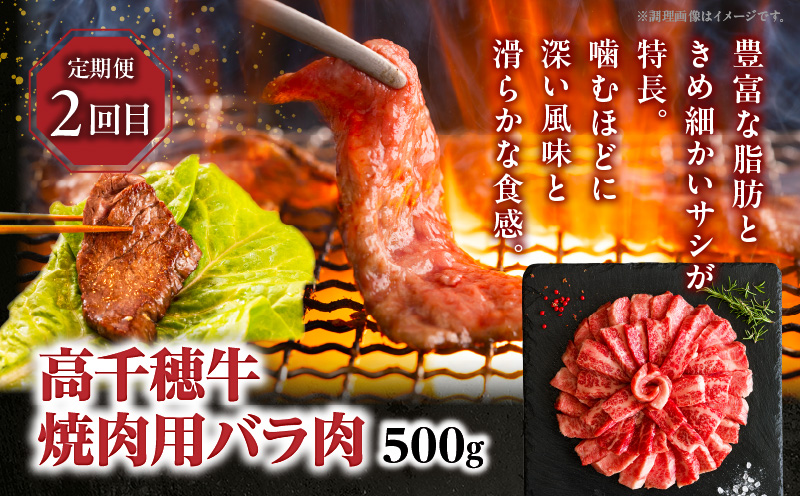 【JALふるさと納税限定】【5月限定受付】高千穂牛 焼肉 BBQ 食べ比べ 3か月定期便 総計1.8kg（肩ロース・バラ・ロース・カルビ）国産和牛 ブランド牛 牛肉 焼肉用 冷凍 焼肉セット 焼肉定期