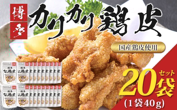 
            博多 カリカリ鶏皮(20袋セット) おつまみ 鶏皮 とりかわ とり皮 国産鶏 唐揚げ 福岡県 福岡 九州 グルメ お取り寄せ
          