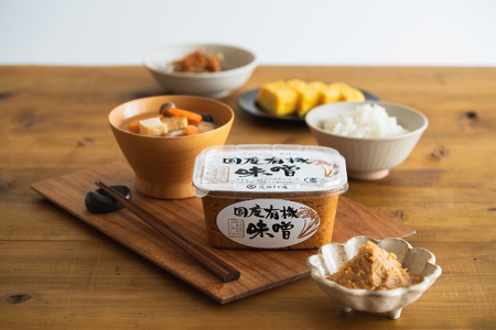 国産有機醤油（濃口500ml×1本）国産有機味噌と多可のおいしいお米2kgセット[1055]