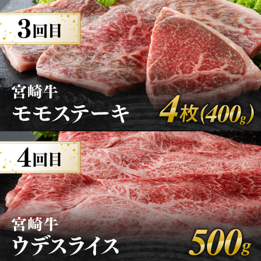 【8ヶ月定期便】宮崎牛赤身用途別便 【 肉 牛肉 宮崎牛 黒毛和牛 宮崎県産 九州産 国産 ウデ モモ すき焼き しゃぶしゃぶ スライス すきしゃぶ ステーキ 4等級 A4ランク 】