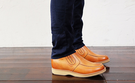 サイドゴア 本革 幅広 4E ワイド カジュアルシューズ スリッポン メンズ　No.523　キャメル 25.0cm