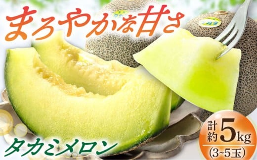 【先行予約】タカミメロン 約5㎏（3〜5玉）【6月中旬以降発送】メロン めろん melon めろん メロン メロン 果物 くだもの フルーツ 青肉 デザート 贈答 ギフト メロン めろん 青肉 果物 くだもの フルーツ ふるーつ 旬 高級 2026年6月中旬-7月初旬順次発送【ながさき西海農協小値賀地区園芸部会】[DAT001]