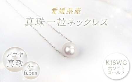 真珠 一粒ネックレス 6.0～6.5mm K18WG 真珠 アクセサリー （857）
