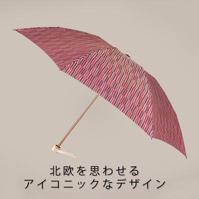 ふるさと納税 都留市 婦人折傘　ノルディック枝(レッド)槙田商店の傘職人が作る北欧テイストの日本製晴雨兼用傘 |  | 01