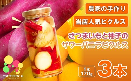 ＜農家の手作り 当店人気ピクルス！＞さつまいもと柚子のサワーバニラピクルス(3本) 酢漬け 漬物 おかず サイドディッシュ ヘルシー カラフル おつまみ ギフト 贈答用 【m104-01-B】【エントランスファーム】