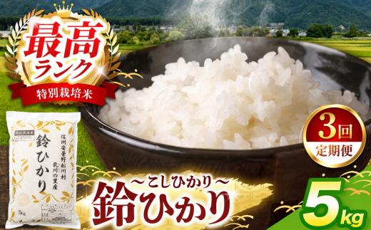 【3回定期便】松川村ブランド米 鈴ひかり 1等A 特別栽培米 コシヒカリ 選べる 5kg 定期 3回 限定生産米 減農薬 信州 安曇野産 鈴むしの里 こしひかり | 乳川の里 米 こめ コメ お米 白米 コシヒカリ こしひかり ライス 長野県 松川村 信州