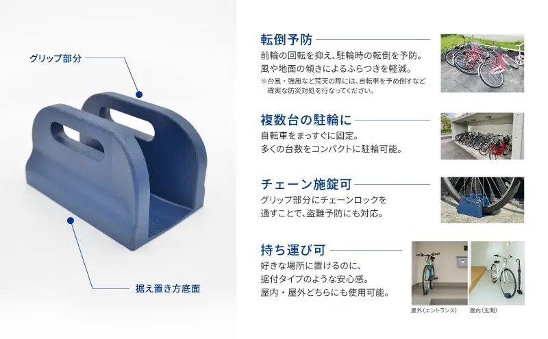  ハンドル回転ストッパー 1個 自転車 ハンドル ストッパー ストップ 回転 左右 前輪 止める 転倒 安全 安心 駐輪 スペース 狭い 固定 複数台 傾き 占有 岐阜県 美濃市 鍋屋バイテック株式会