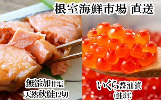 いくら醤油漬け80g×2P、天然秋鮭15切