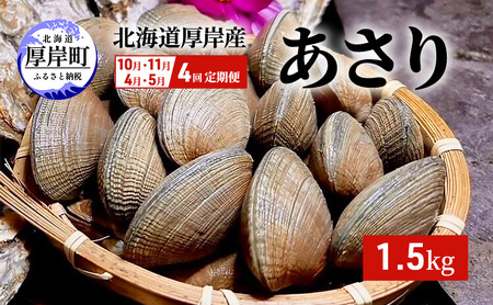 定期便 全4回 厚岸産 あさり 1.5kg 砂抜き済み あさり