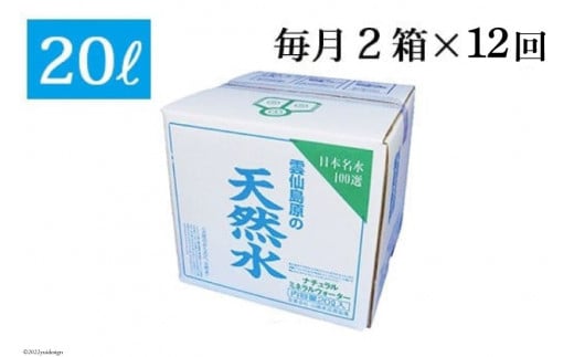 BD071 山崎本店酒造場 【12回定期便】 雲仙島原の天然水 20L 2箱 [ 水 天然水 おいしい 定期便 定期 1年 湧水 名水百選 大容量 日用品 軟水 長崎県 島原市 ]