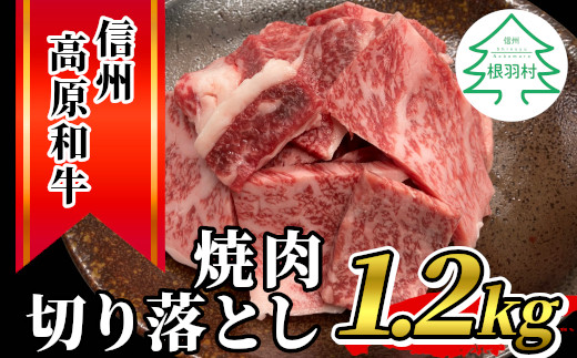 
.3月発送★信州高原和牛 焼肉切り落とし 1.2kg リブロース カタロース モモ ウデ バラ 20000円
