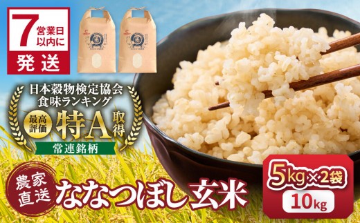 
                  ◆ふるさとチョイス限定◆【選べる配送月】 ななつぼし 玄米 5kg×2袋_05849
                