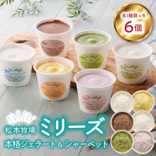 松本牧場ミリーズ（6個）／配送無料 自然豊か 牧場 搾りたて 新鮮なミルク 玄海町産素材使用 いちご みかん 本格ジェラート