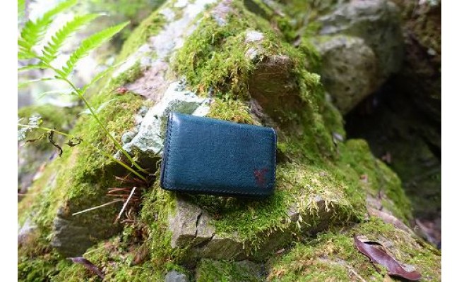 【職人手縫い】和歌山日本鹿革名刺入れ　青龍（青色）AJ005_イメージ3