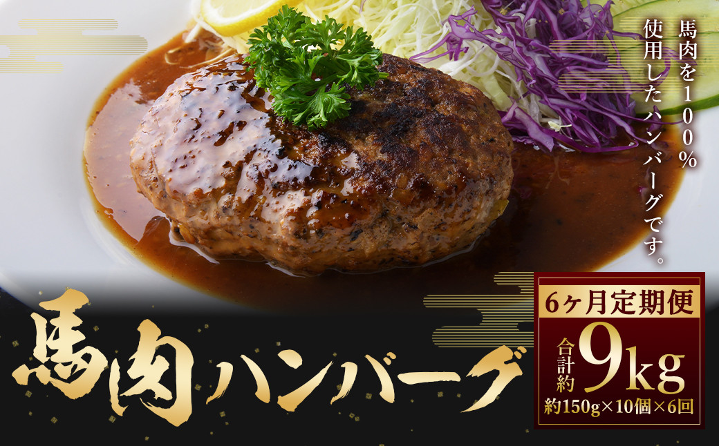 C39Z6【定期便6回】 馬肉ハンバーグ 約150g×10個 合計約9kg