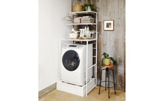 天井が低くても置けるカフェスタイルランドリーラック 棚3段 高さ172～222cm【ブラック】_1904000793_02