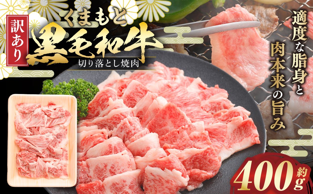 
                  ＜ R8年熊本地震復興支援 ＞【 訳あり 】 くまもと黒毛和牛切り落とし焼肉 約400g お肉 肉 ニク にく 牛肉 牛 切落し 焼肉 赤身 バーベキュー BBQ ブランド牛 冷凍 国産 熊本県産 くまもと黒毛和牛 黒毛和牛 和牛
                