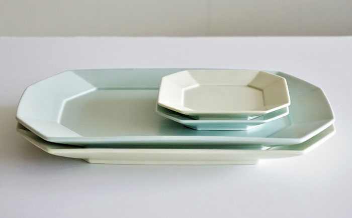 【波佐見焼】角 プレート L・S ミントブルー・アイボリー 4枚セット【永峰製磁】【eiho】 [RA39]