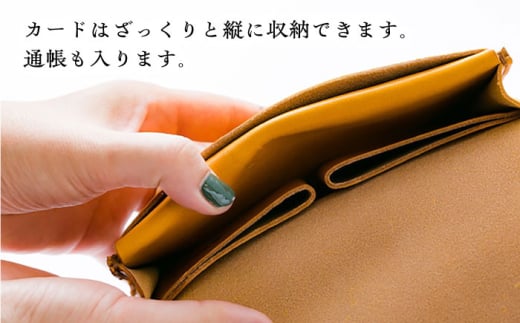 財布 総手縫いで仕立てた 本革の長財布 (イエロー)＜完全受注生産＞  レザー 革製品 長財布 さいふ サイフ 革小物 本革 レザー 黄色 イエロー ハンドメイド 手縫い 手作り オーダーメイド 受注