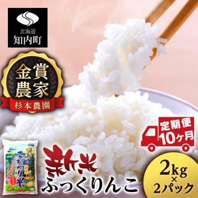ふるさと納税 知内町 【令和7年産新米先行受付】【定期便10回】ふっくりんこ 4kg 2kg×2《杉本農園》
