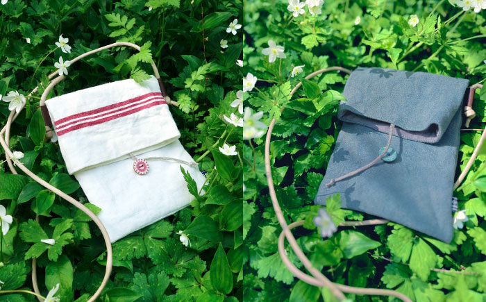 【カーキ（緑強め）】【紐：モカ】リネン帆布のスマホショルダー スマホショルダーバッグ スマホ 帆布 リネン バッグ バック 斜め掛け シンプル ナチュラル  【Jonico.handwork】 [AK