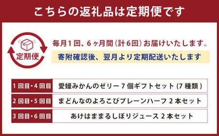みかん三昧定期便（6ヵ月定期便）みかん ゼリー ギフトセット まどんな ケーキ 2本 ジュース みかんジュース 2本 常温 愛媛県（635）