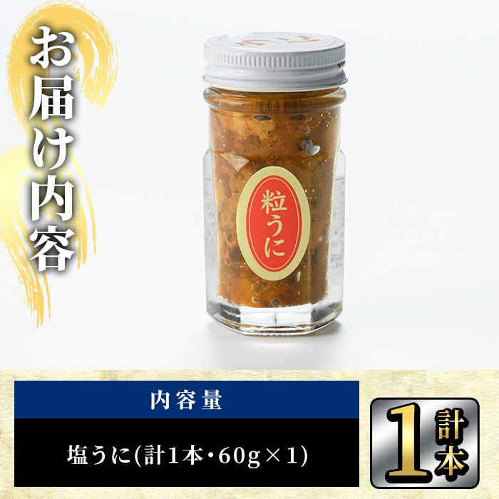 こだわりの塩うにセット(60g×1本)うに ウニ 雲丹 塩うに 冷凍 海の直売所 大分県 佐伯市【AS163】【海べ】